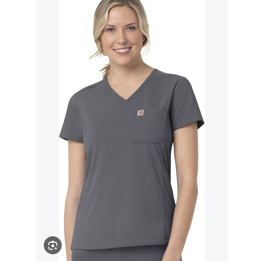 Carhartt womens scrub top size medium medical hospital nurse gray